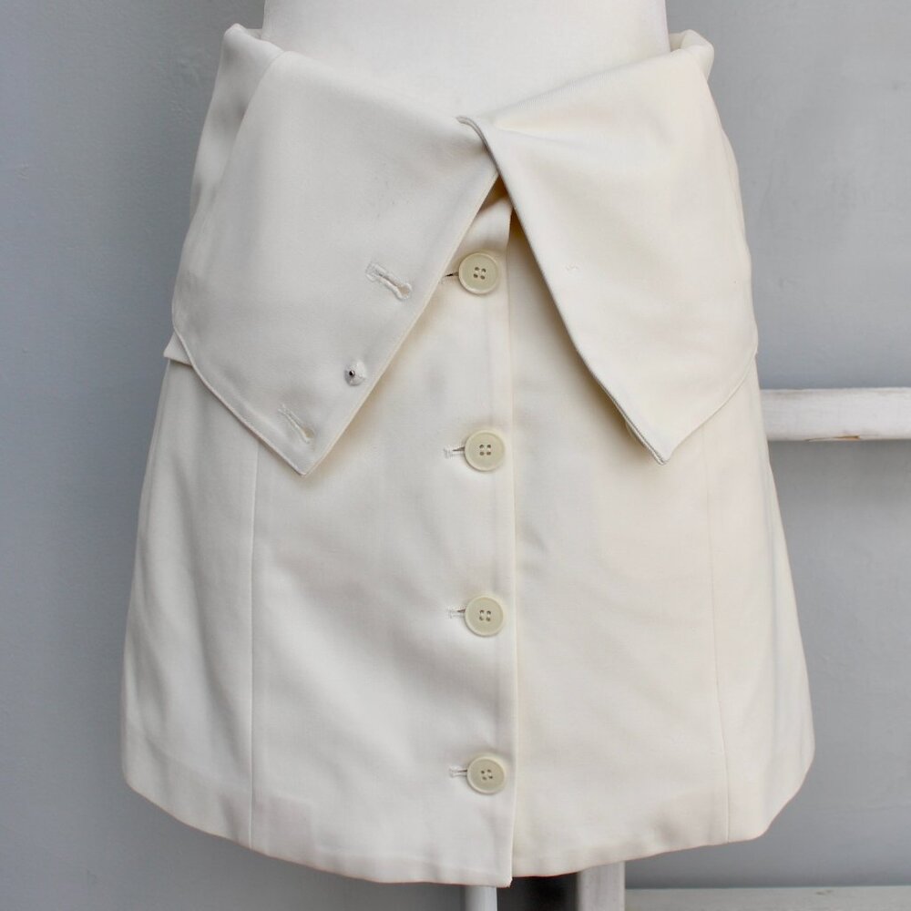 The Frankie Shop RARE Cream Fold Down Button Wool Blend Mini Skirt Size Medium